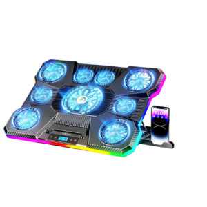 ChillCore Laptop Cooling Pad, RGB Lights Laptop Cooler 9 Fans for 15.6-19.3 Inch Laptops