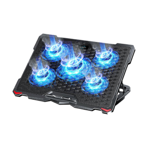 AICHESON Laptop Cooling Pad 5 Fans Up to 17.3 Inch Heavy Notebook Cooler, Blue LED Lights, 2 USB Ports, S035, Blue-5fans
